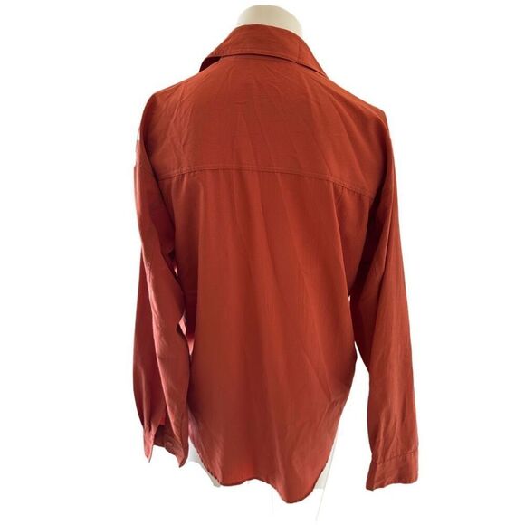 Ashleigh Morgan women’s M button up vintage 90s retro button up burnt orange - Picture 2 of 5